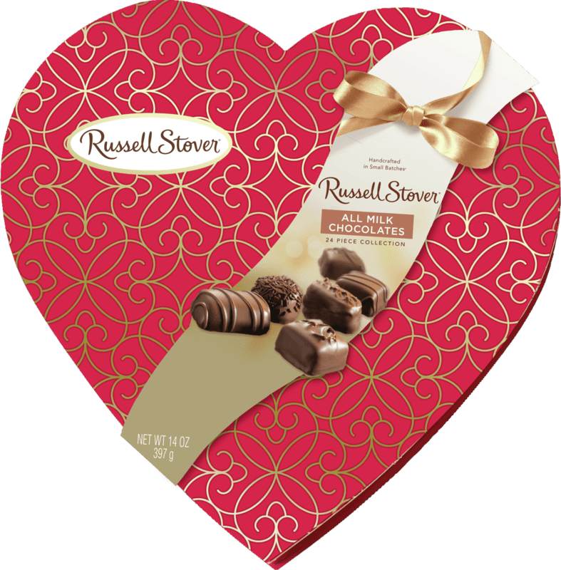 Russell Stover Decorative All Milk Assorted Chocolates Heart Gift, 14