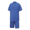 thumbnail image 6 of Michellecmm  Men Beachwear Sets Short Sleeve Button Up Tops Solid Color Shorts Set, 6 of 9