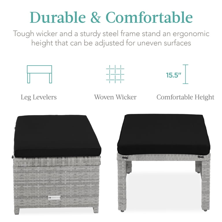 Best Choice Products Wicker Ottoman Set, 2-Piece photo 2