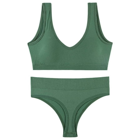 

Raeneomay Underwear for Women Sales Clearance Women Vest Underwear Set Steel Ringless Bra Thin Beautiful Back Low-waist Panties