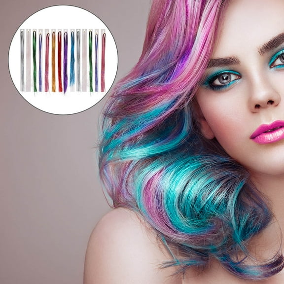 FRCOLOR 14 Pcs Hair Tinsel Strands for Women and Girls Assorted Color for Bar