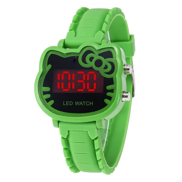 Reloj electrónico con luz LED y diseño de gato de dibujos animados, de silicona, para adolescentes, para mujeres y estudiantes
