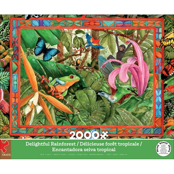 Ceaco Delightful Rainforest (Parker Fulton) 2000 Piece Interlocking Jigsaw Puzzle
