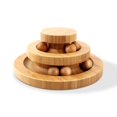 thumbnail image 1 of Ejercitador de rodillos interactivo para mascotas, juguete de pelota de juguete para gatos con torre de 2 niveles (bambú), 1 of 5