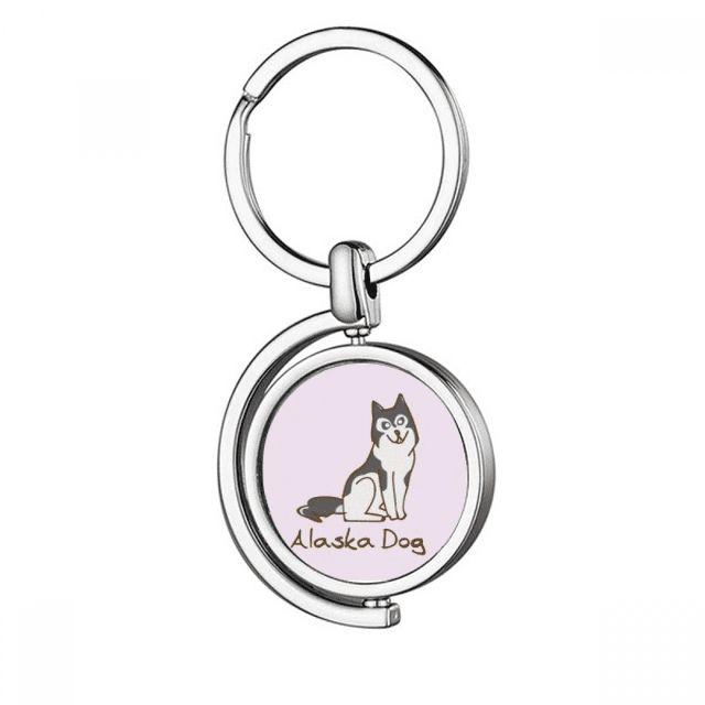 Alaskan Dog Breed USA Art Deco Fashion Rotating Keychain Metal Keyring Holder