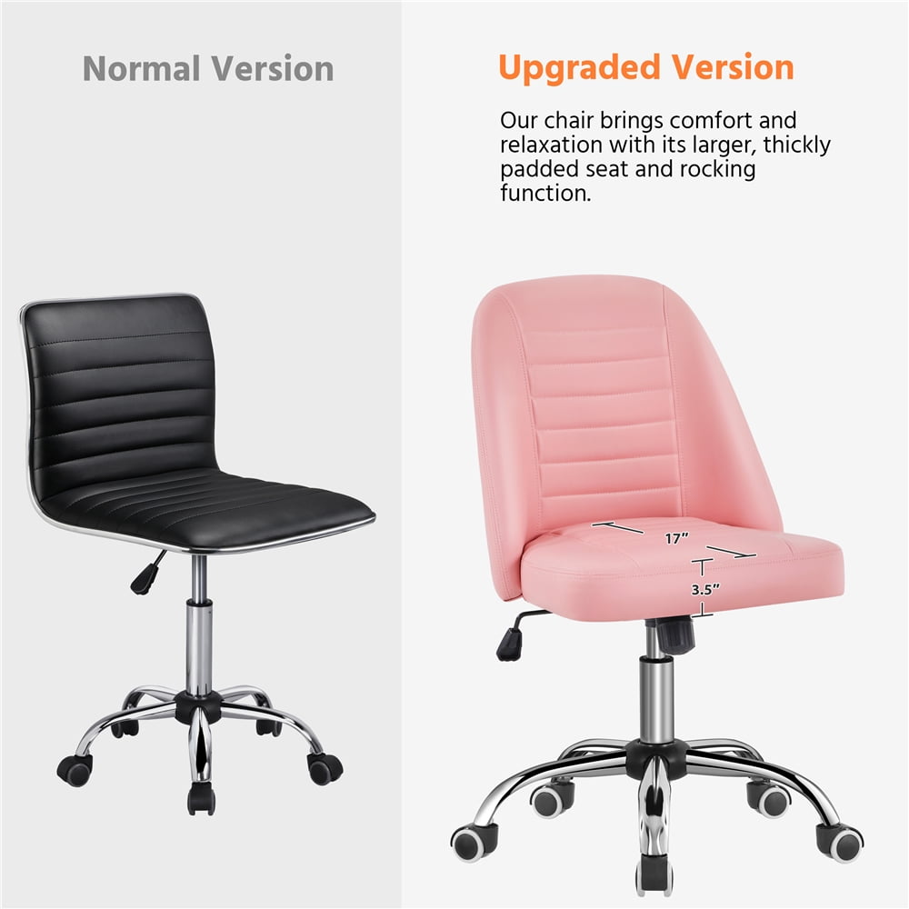 Alden Design Modern Tufted Faux Leather Armless Desk Chair for Home Office, Pink