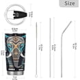 thumbnail image 3 of SKYSONIC Tribal Style Elephant 12 oz Stainless Steel Insulated Mug, Double Vacuum Insulated Travel Mug with Lid and Straw, 3 of 7