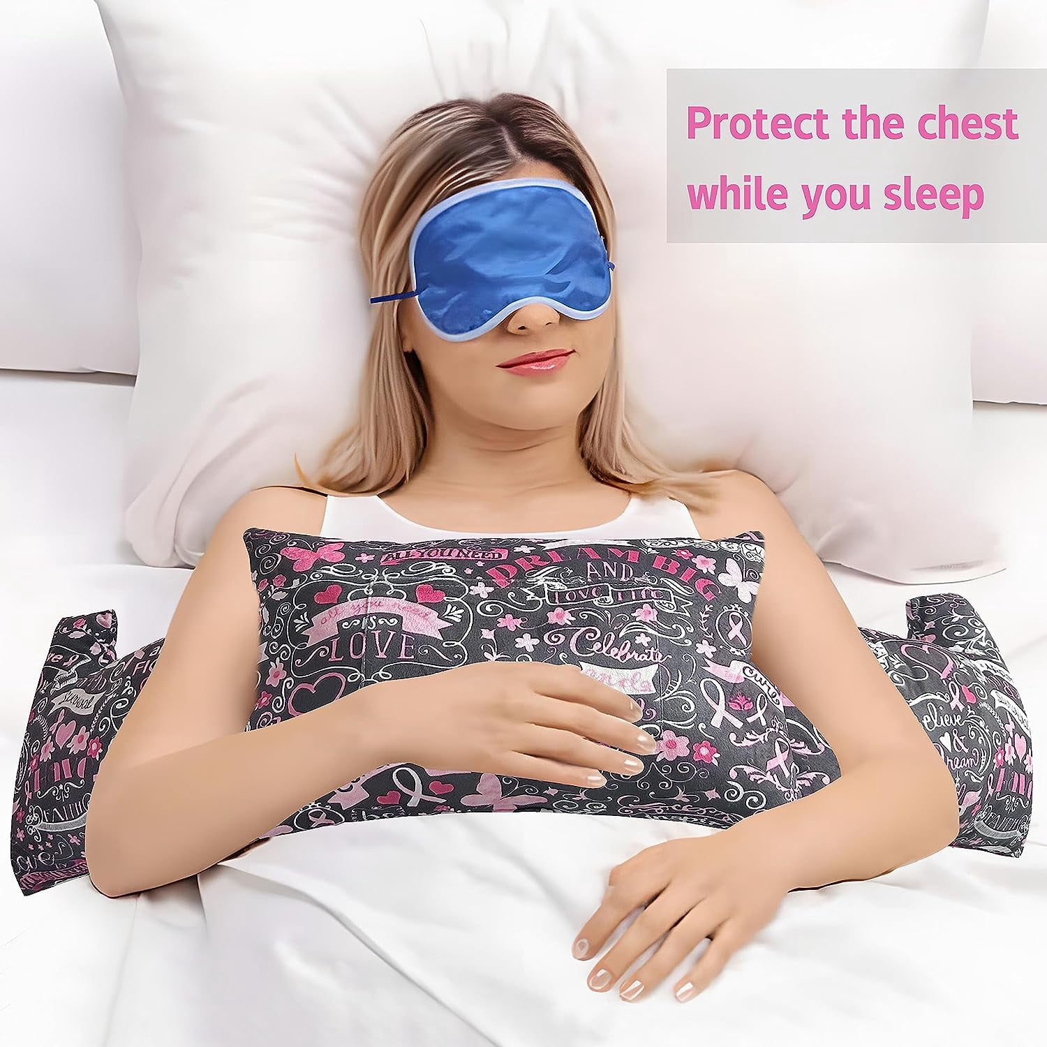 Mastectomy Pillow - Post Surgery Pillow,Breast Pillow with Pocket for Heart Pillow for Recovery Breast Reduction & Aaugmentation Patients Seatbelt Protection-Surgery Pillow Breast Cancer Gift