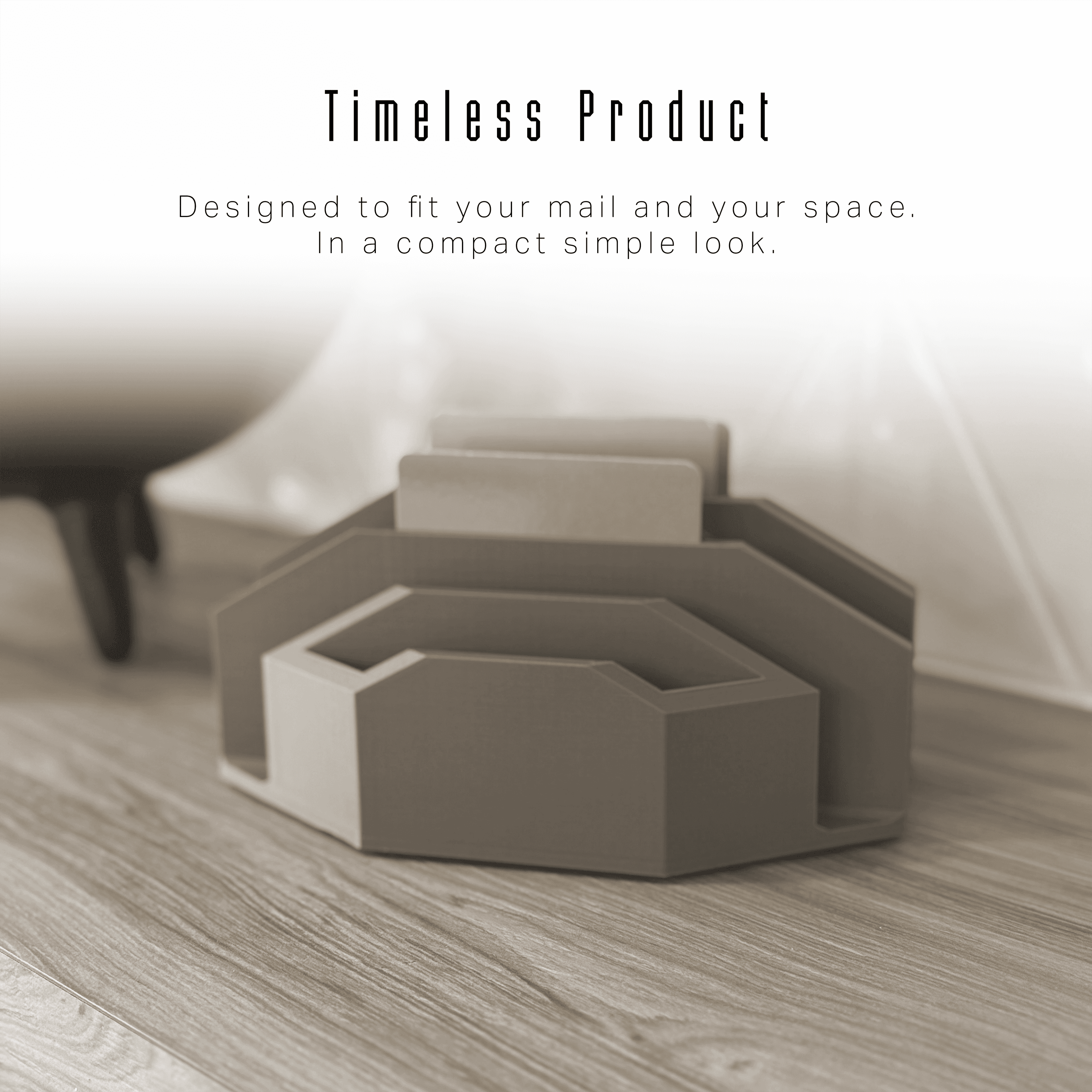 Modern Minimalist Mail Organizer (Bone White) – Compact Desk Mail Holder with Tabs & Small Storage– 3D Printed in Multiple Colors
