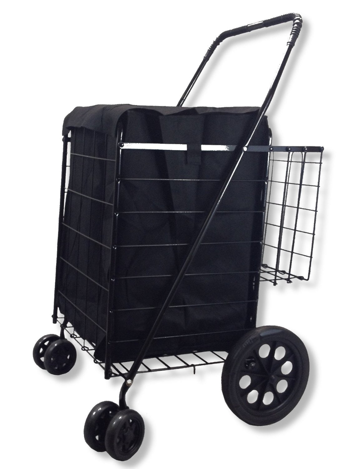Details about   Folding Shopping Cart DOUBLE BASKET SWIVEL Wheel Jumbo 360 Easy Rotation WITH... 