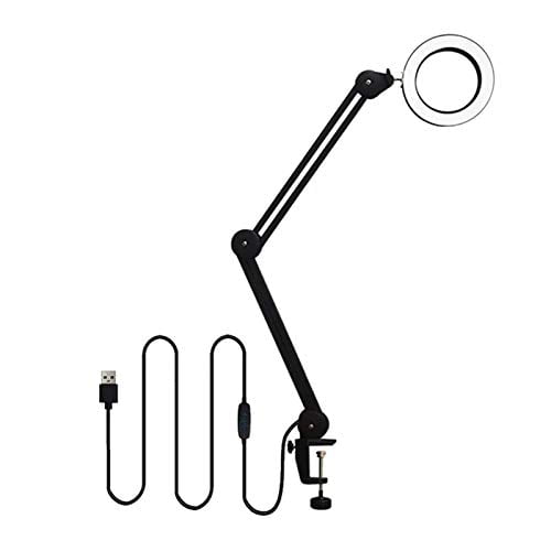 ABRRLO LED Desk Lamp with Clamp,Metal Swing Arm Folding Task Lamp 12W Eye-Care 