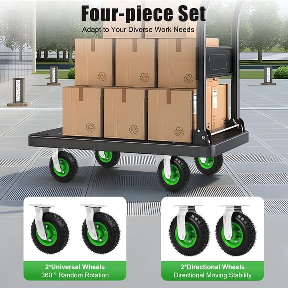 8 inch Heavy Duty Industrial Rubber Caster Wheels,4 Pack Rubber Inflatable