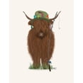 thumbnail image 2 of Fab Funky 26x32 Gold Ornate Wood Framed with Double Matting Museum Art Print Titled - Highland Cow Fisherman, 2 of 4