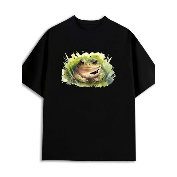 Frog Splash T-Shirt 180G 100% Cotton 180G 100% Cotton men's pack summer elegantly black Vintage Unisex Shirt Crewneck tshirts Basic Unisex Shirt Printed tshirts Christmas gifts