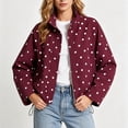 thumbnail image 5 of Edvintorg Women Jacket Plus Size Polka Dot Long Sleeve Zip up Coat Stand Collar Loose Casual Outerwear with Pocket Women Fall Clothes Wine S-3XL, 5 of 7