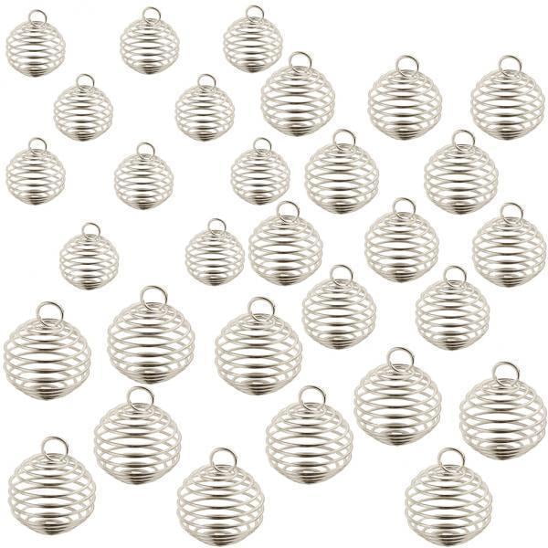 Colgantes de jaulas ,Fabricación Jaulas para fabricación ,Colgante plateado plata manualidades para accesorio30 piezas colgante,Jaulas de Salvador Colgantes de jaulas de cuentas en espiral