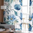 thumbnail image 4 of Blue Floral Sheer Curtains 84 Inches Long 2 Panels Set, Window Sheer Curtains for Living Room/Bedroom, Watercolor Farmhouse Flowers Painting Light Filtering Rod Pocket Curtain 52'' x 84'' x 2, 4 of 7