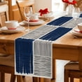 thumbnail image 5 of Navy Blue Striped Table Runner 72 Inches, Farmhouse Stripes Modern Abstract Art Bed Runner Dresser Scarves Tabletop for Indoor Outdoor Parties/Ceremony/Banquet, 14" x 72", 5 of 8