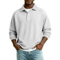 thumbnail image 2 of LTTVQM Men's Polo Shirts Waffle Textured Heavyweight Knitted 2026 Winter Shirts Casual Oversized Long Sleeve Golf T-Shirt Light Gray 3XL, 2 of 7