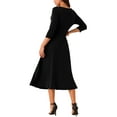 thumbnail image 3 of Vestido largo casual con cuello redondo y mangas 3/4 de INSPIRE CHIC, con pliegues y bolsillos, talla XL, color negro, 3 of 5