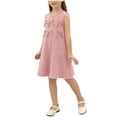 thumbnail image 2 of CYRBOKO Girls Summer Dresses, Crew Neck A-line Sleeveless Comfortable Casual Dresses Pink Size 6-7 T, 2 of 8
