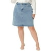 MODA NOVA Juniors Plus Size Denim Skirt Slash Pocket Elastic Waist Back Vent Jeans Skirts Grey Blue 3X