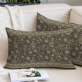 thumbnail image 2 of Sage Green Floral Throw Pillow Covers, Ethnic Tribe Abstract Art Flowers Soft Breathable Pillow Cases with Invisible Zipper for Sleeping, Toddler Pillowcases for Couch Bed Sofa Chair 12x20 Inches, 2 of 9
