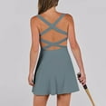 thumbnail image 4 of Athletic Dresses for Women with Shorts Summer Sleeveless V-Neck Tennis Mini Dresses Workout Rompers One-Piece Running Outfits New Sky Blue S, 4 of 8