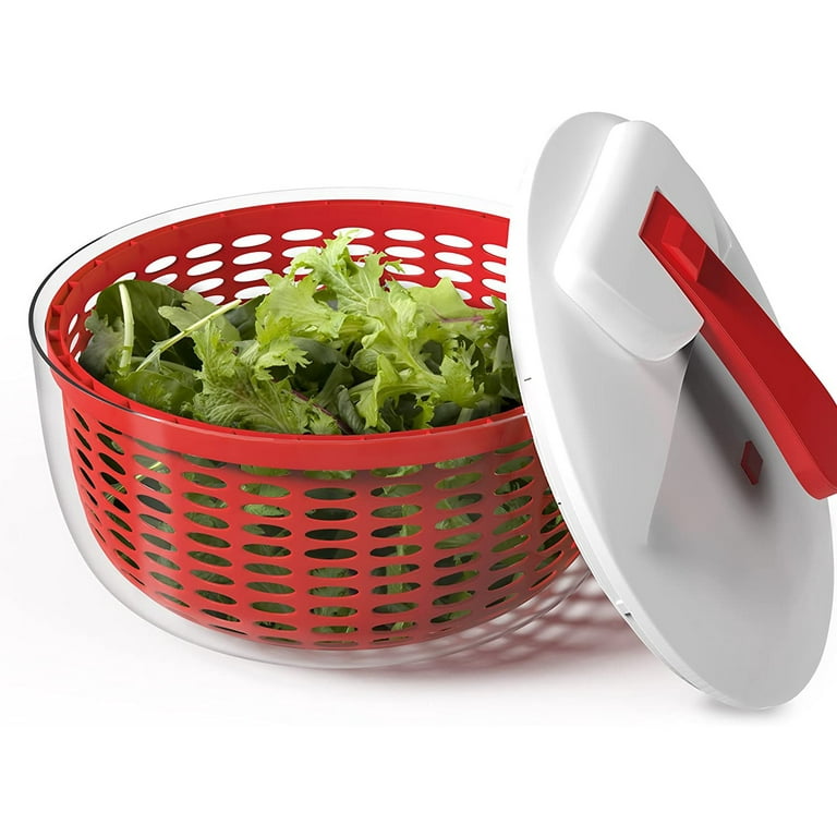 Your Choice Kitchen 3 Piece Salad Spinner with Ergonomic Crank. Red, 6.3 qt  