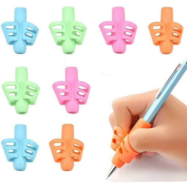 TAIWO Soft Glue Pencil Grip with Pen Holder, Assorted Colors, 8 Count