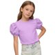 thumbnail image 3 of LLYWEY Camisetas de Manga Abullonada para Niñas, Blusas de Verano para Niña Escolar Casual Suave Color Sólido Cuello Redondo Manga Corta Camisetas Morados 12 Años, 3 of 6