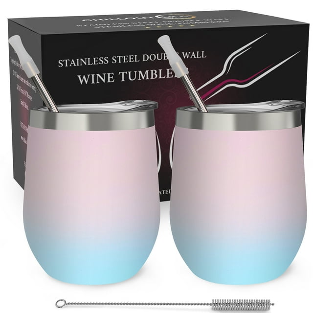 Juego de 2 vasos de vino de acero inoxidable 12 oz CHILLOUT LIFE