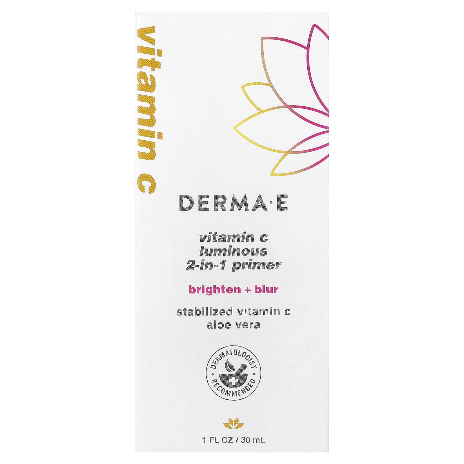 DERMA E Vitamin C Luminous 2-in-1 Primer, For All Skin Types, 1 fl oz (30 ml)