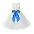 thumbnail image 3 of Ekidsbridal Satin Ivory Cornflower Tulle Rattail Edge Flower Girl Dresses for Communion Baptism Christening Gown Wedding Pageant 829S S, 3 of 3