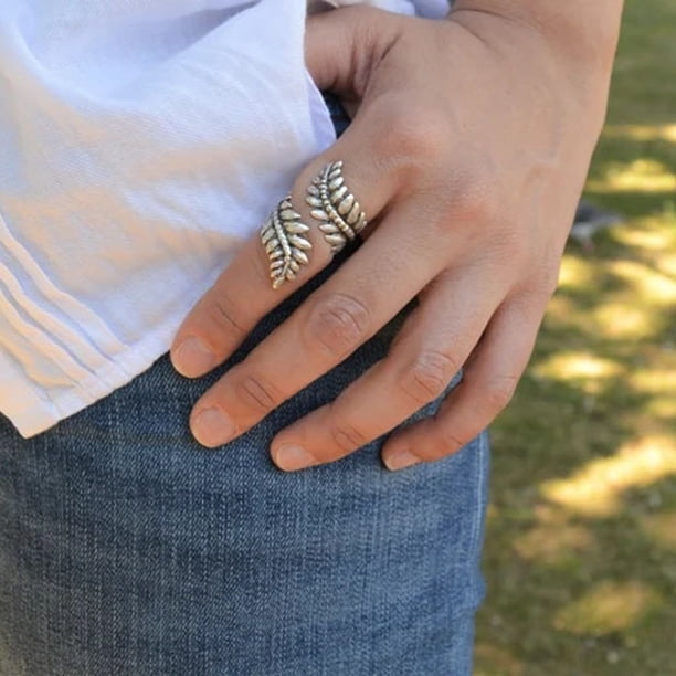 Anillo De Plata S925 Para Mujer, Diseño De Hojas Y Plumas, R | Meses