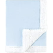 Hudson Baby Unisex Baby Plush Mink and Sherpa Blanket, Light Blue White, One Size