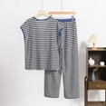 thumbnail image 4 of HAOTAGS Womens Sexy Pajama Sets,Loose Pj Lounge Sets Round Neck 2 Pieces Short Sleeve Sleepwear Blue 3XL, 4 of 5
