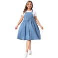 thumbnail image 3 of DARING DIVA Women's Plus Denim Overalls Jumper Jean Midi Dress 2X Light Blue, 3 of 6