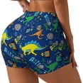 thumbnail image 2 of Fotbe Dinosaur In Space Seamless Shorts, Womens Workout Shorts High Waist Stretch Booty Short for Gym/Yoga/Running/Biking-Small, 2 of 9