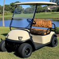 thumbnail image 2 of Yuyamidu Creepy Pumpkin Golf Cart Seat Covers Golf Cart Accessories Orange Halloween Club Cars Seat Covers Stretchy Fabric, Fits Most 2-Passenger Golf Carts, Scratch Resistant, 2 of 8
