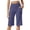 Dark Blue, variant on Women's Knee Length Bermuda Yoga Shorts, High Waisted Loose Wide Leg Summer Shorts with Pockets, Stretchy Athletic Gym Shorts for Casual Workout Daily Wear Beige L