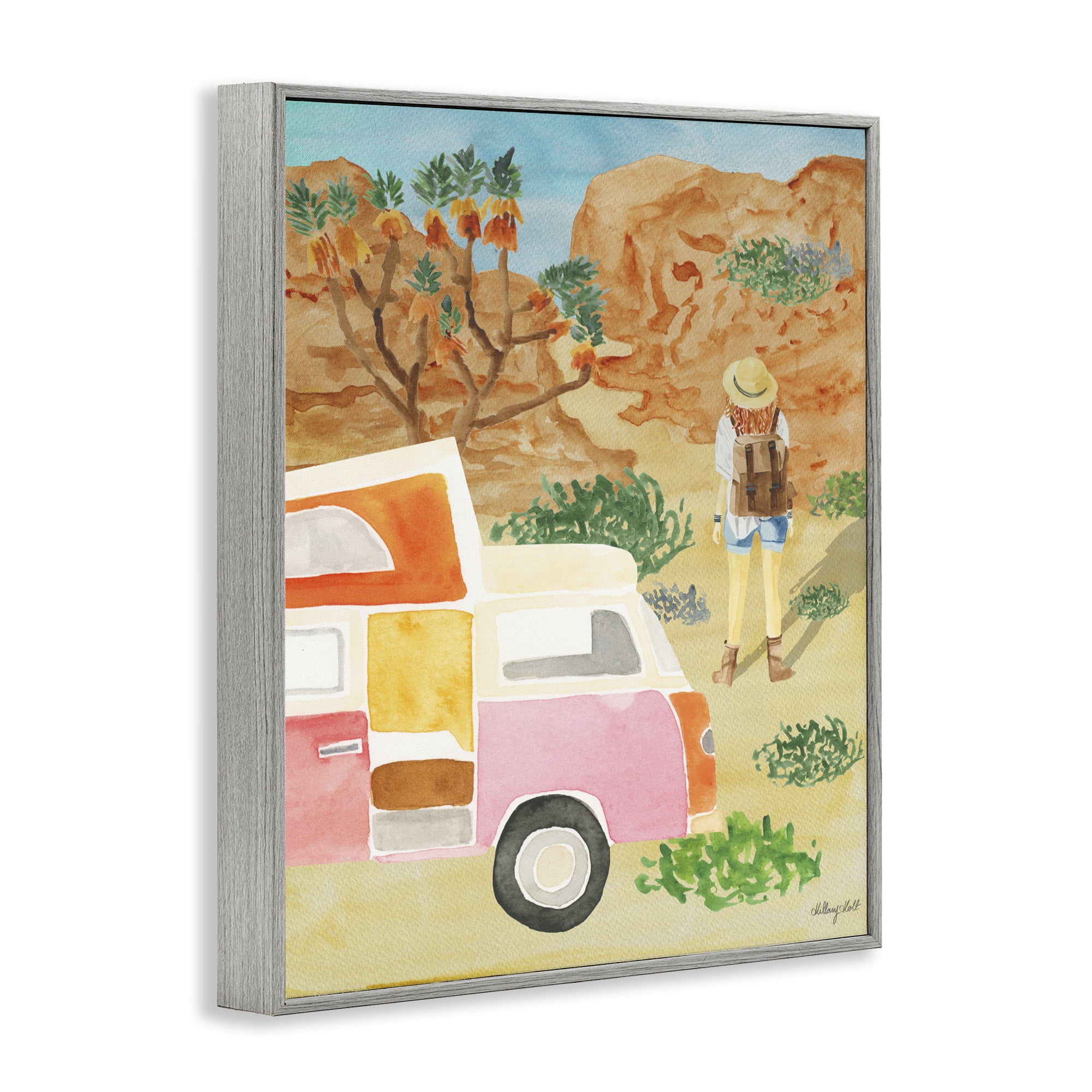Stupell Industries Mojave Desert Road Trip Gray Framed Giclee Art, design by Hillary Holt