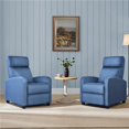 thumbnail image 2 of Alden Design Modern Adjustable Fabric Recliner with Footrest, Set of 2, Blue, 2 of 10