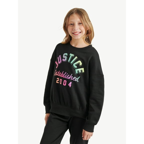 Justice Girls Fleece Crew Neck Sweatshirt, Sizes XS - XLP