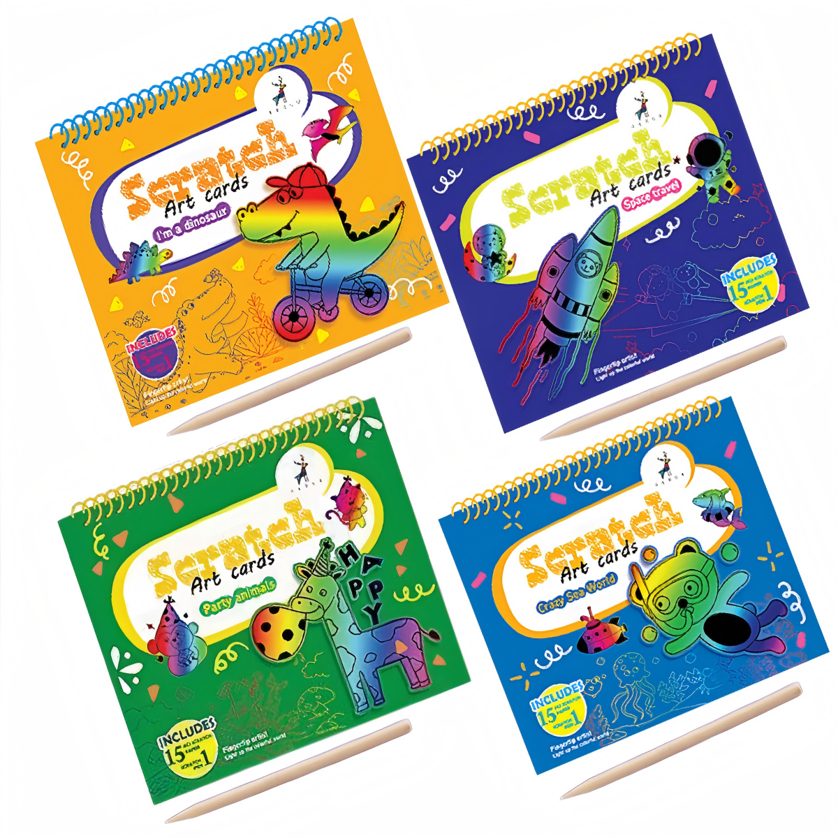 BSHAPPLUS® 166 Pieces Rainbow Scratch Art Paper, Magic Scratch-off