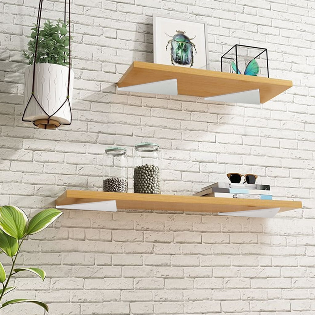 TIERPOP Floating Shelf Bracket Triangles Metal Shelf Bracket Heavy Duty Shelf Wall Mounted Invisible Brackets 4-piece