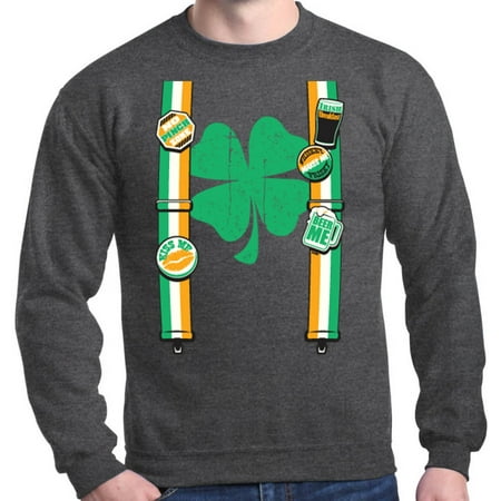- Shop4Ever Men's Irish Suspenders Shamrock St. Patrick's Day Crewneck Sweatshirt
