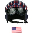 thumbnail image 2 of Studio Halloween Adult's Air Force Combat Pilot Dark Blue Maverick Helmet Costume Accessory, 2 of 5
