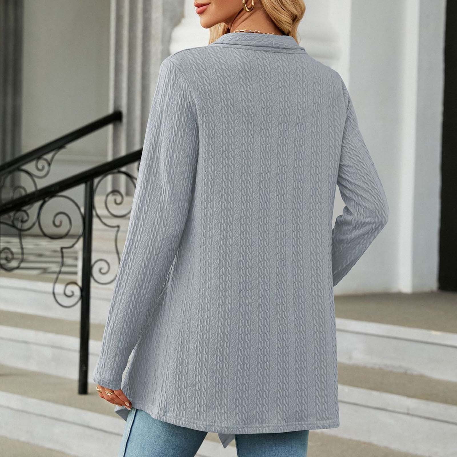 Womens 2023 Fall Knitted Open Front Cardigan Handkerchief Hem