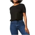 thumbnail image 2 of Xysaqa Crop Tops for Women Solid Color Casual Basic Tees Cute Summer Tops Cotton Short Sleeve Round Neck Cropped T-Shirts S-XL, 2 of 8